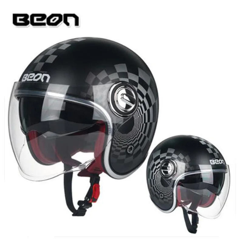 Мотоциклетный шлем BEON в стиле ретро с открытым лицом и двойными линзами - купить