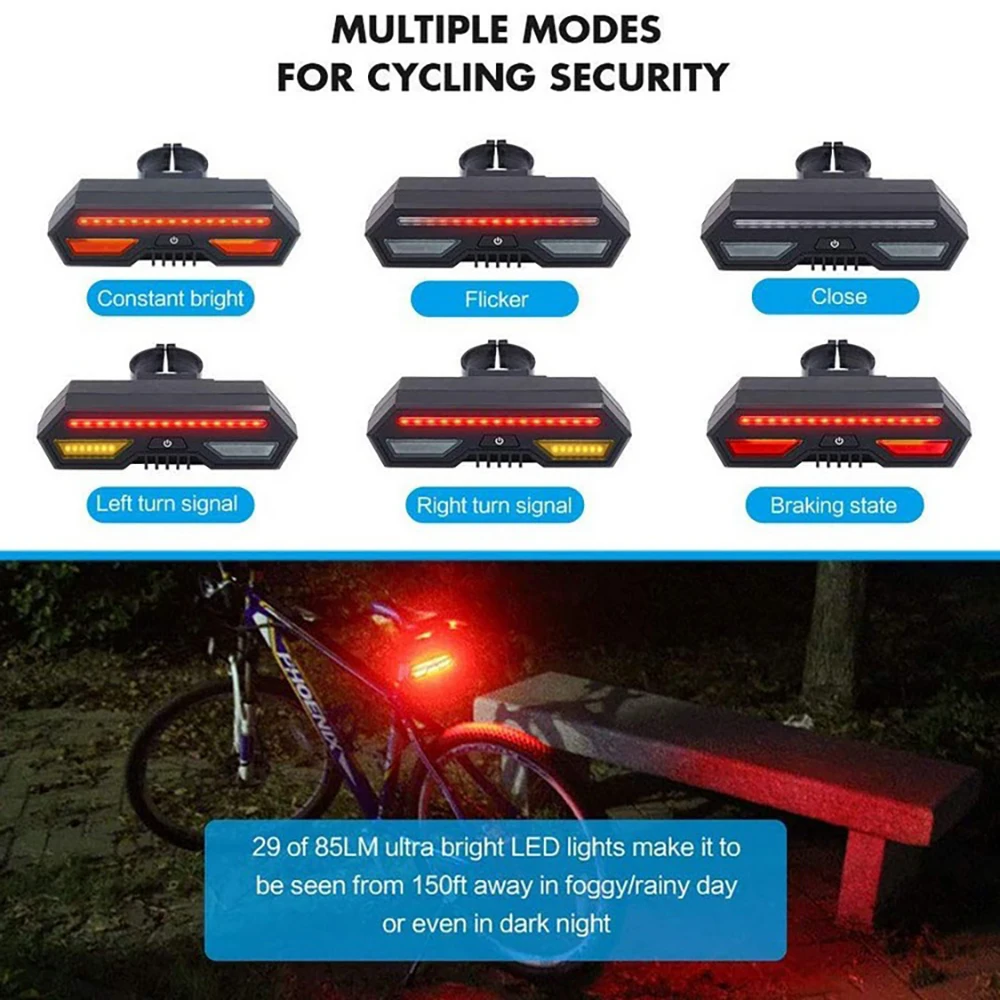 

Bike tail light Wireless remote control waterproof light-USB rechargeable mountain light bike intelligent warning Bike light