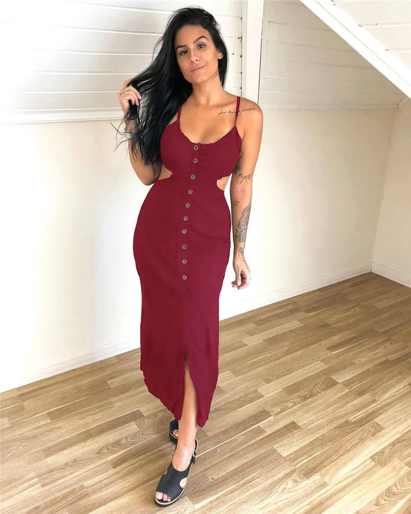 Платье женское длинное сексуальное без рукавов с открытой спинкой|Женские