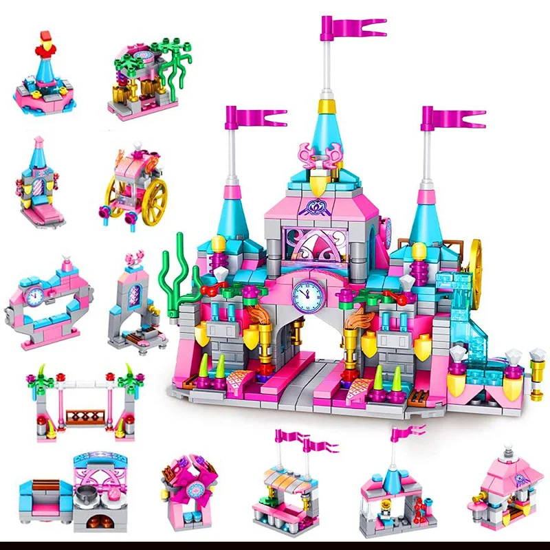 

CB566 PCS 12 IN 1 Princess City House Castle Building Blocks Creator Bricks Toys Girls Juguetes Kids Blocks Sets For Girls