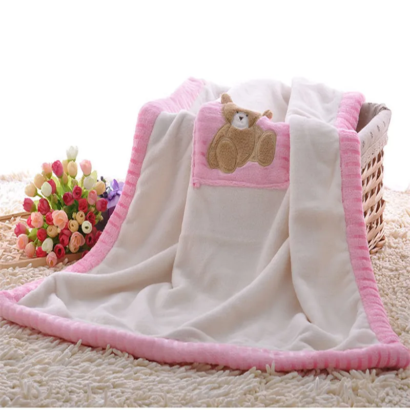 Голубое и розовое одеяло для новорожденных 100*75 см квадратное хлопковое теплое