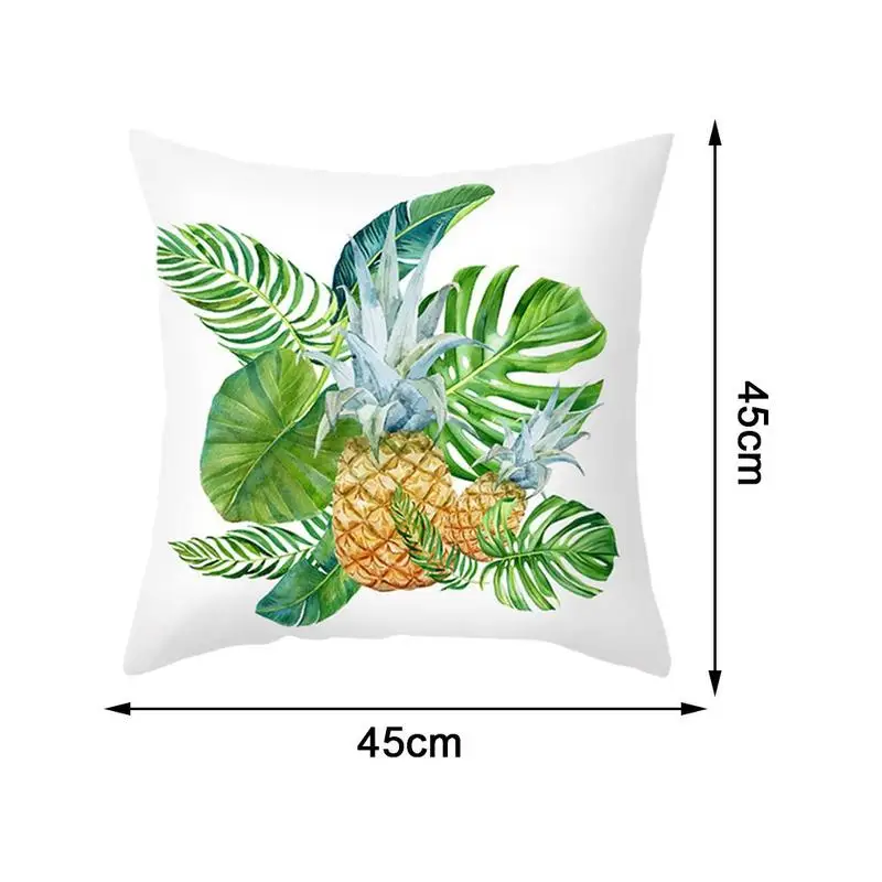 

2021 New Pineapple Leaf Green Decorative Pillowcase Sofa Car Polyester 45cm Home Decoration Printing Cushion Pillows Throw B0S6