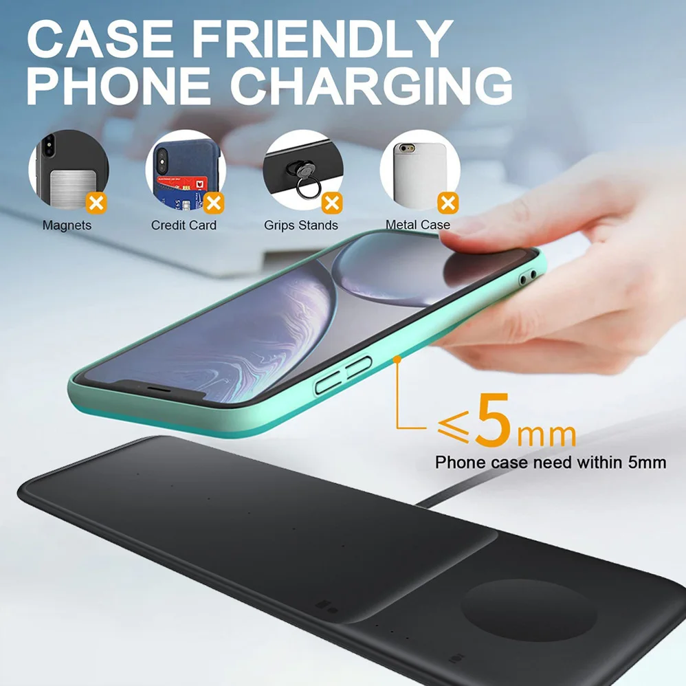 fast wireless charger trio station for galaxy s21 ultra 5g s20 fe s10 s9 s8 note 20 ultra 5g 10 9 buds pro wireless charging pad free global shipping