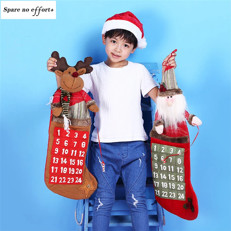 Большой размер рождественские подарочные сумки Санта Клаус Снеговик носки