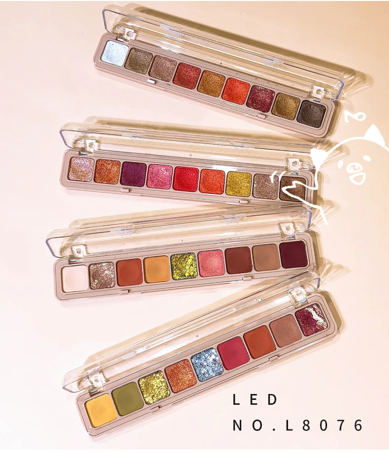 Светодиодный клавиатура с помощью кончиков пальцев тени для век Палитра