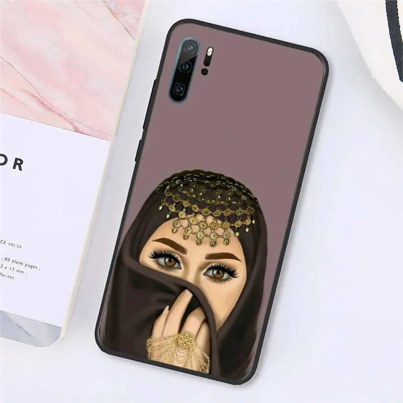 

Cartoon girl Woman In Hijab Face Phone Case For Huawei honor Mate P 10 20 30 40 Pro 10i 9 10 20 8x Lite Y91C V17 6.38 6.44