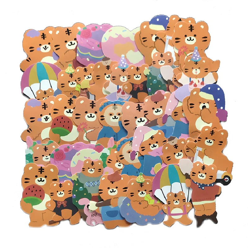 

50 наклеек в виде милых мультяшных животных, водонепроницаемые наклейки из ПВХ, наклейки «сделай сам» для дневника, канцелярские подарки для...