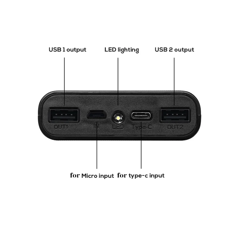 Двойной USB порт Micro type-C Внешний Аккумулятор Чехол 6*18650 чехол для батареи цифровой дисплей зарядная коробка внешняя оболочка