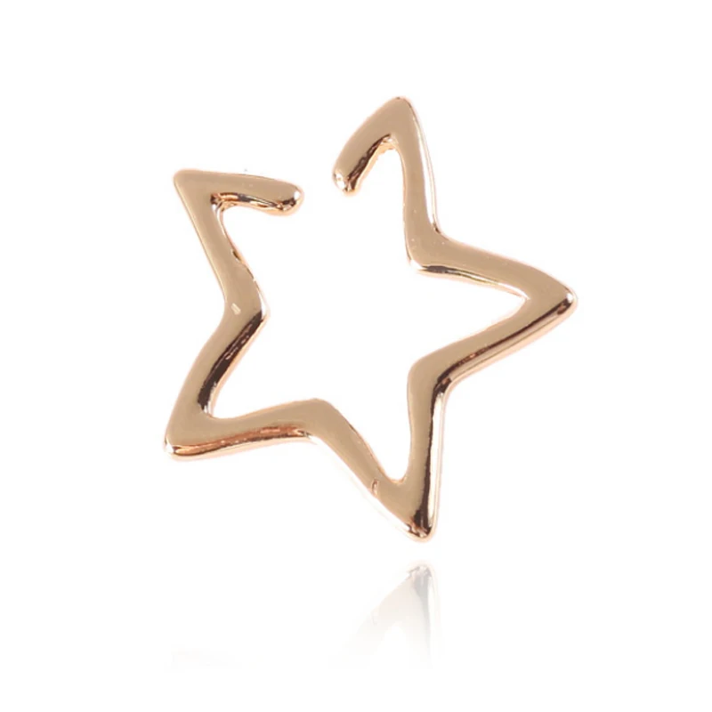 

1PC Black New Allergy Free Silvery Simple Ear clip Women Hollow Out Star Golden Punk Stud Earrings Jewelry Gifts