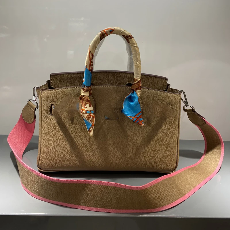 

2020 New BK Handbag Horizontal Version H30cm Crossbody Leather Top Layer Cowhide Togo Texture Wide Shoulder Strap Fashion Trend