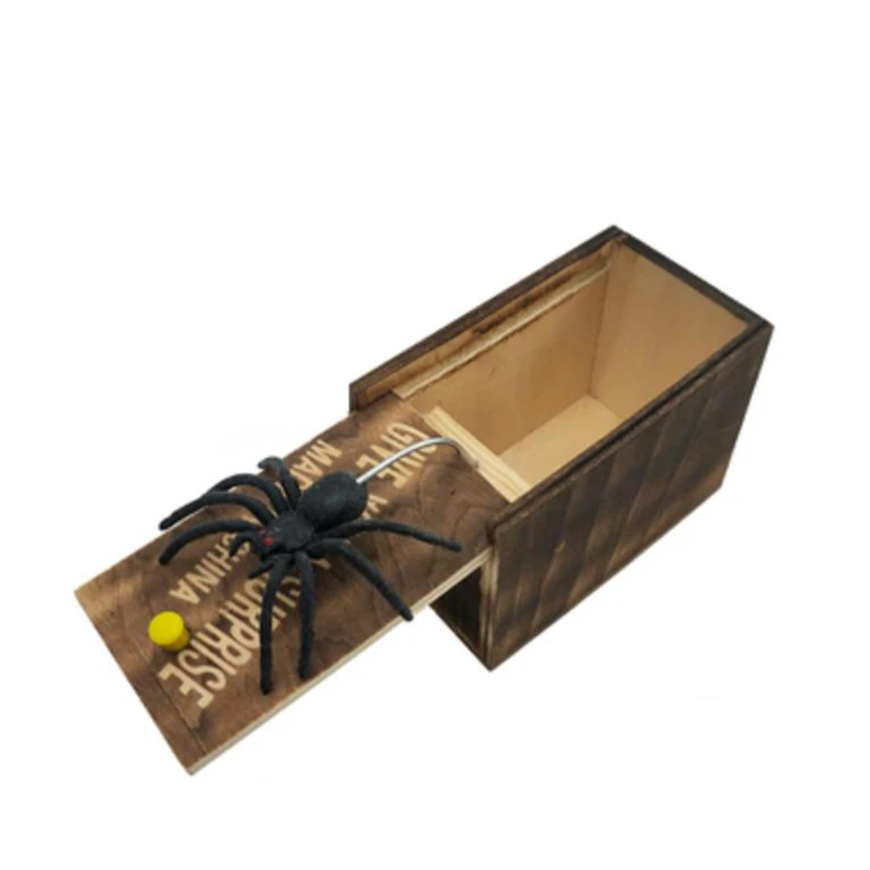 Взрослая Смешная Деревянная Шокерная Коробка Скрытый Паук Великолепное Качество Шуточная Деревянная коробка Интересная Игра Уловка Шутка Подарок.