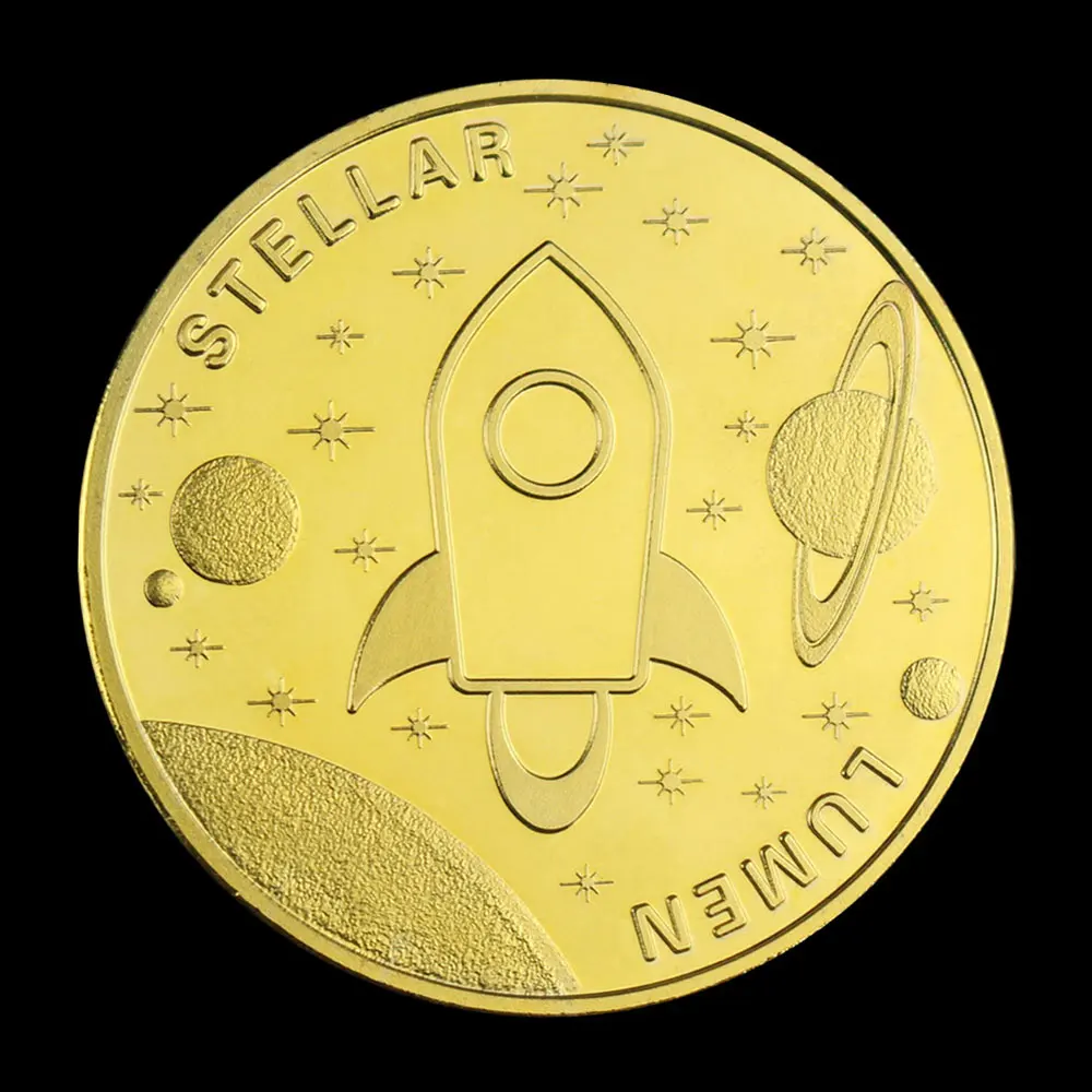 

Lumen Stellar Quick Micropayment Currency Gold Plated Commemorative Crypto Coin Rocket Physical Cryptocurrency Collectible Gift