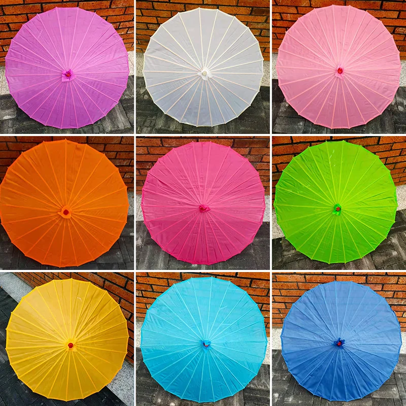 Paraguas chino de tela s&oacute;lida, sombrilla decorativa cl&aacute;sica de seda japonesa, accesorios de seda, artesan&iacute;a de baile, 10 piezas-0
