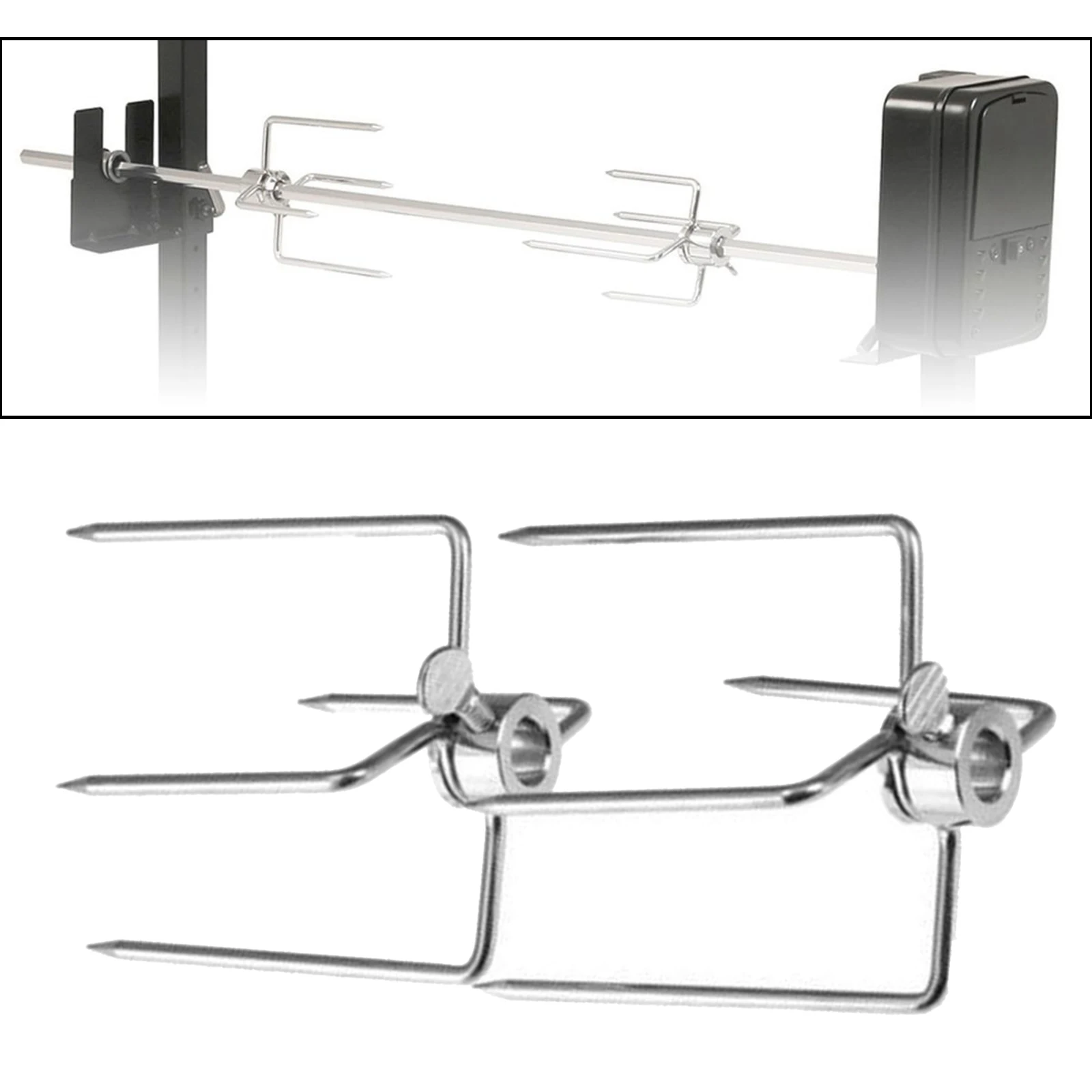 

2pcs Rotisserie BBQ Spit Fork Roaster Chicken Charcoal Grill Barbecue Tool