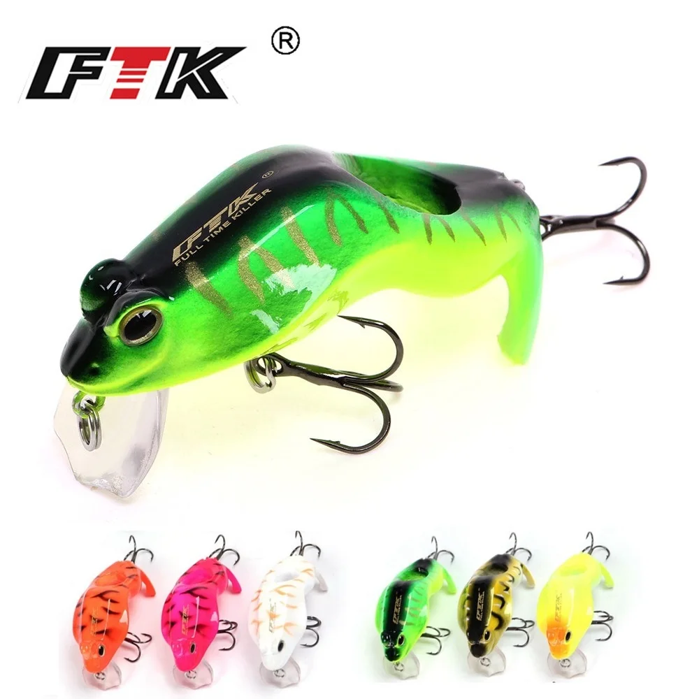 FTK 1 шт. рыболовная приманка-Поппер в виде лягушки 60 мм/8 г плавающая приманка со