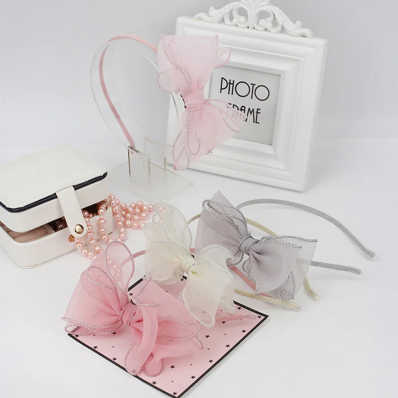 

1 Pc Cute Korean Hair Bows Bands Large Mesh Bowknot Headband Hoops for Baby Girls Kids Lovely Pink Children Hair Accessories