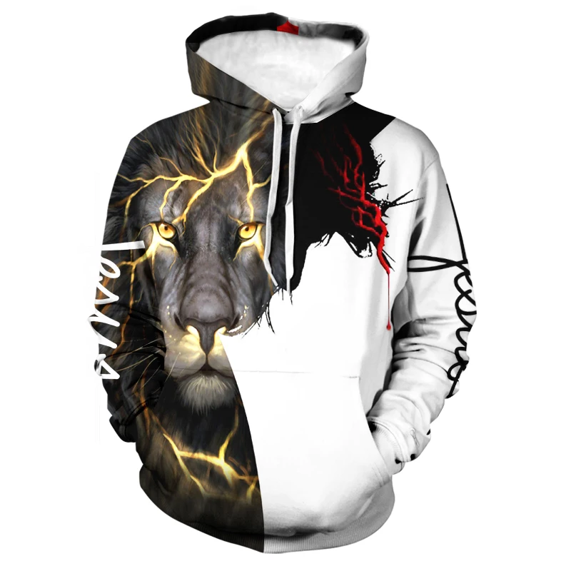 

New Trend Hoody Jacket 3d Lightning Lion Print Mens Hoodie Cool Animal Tops Harajuku Style Student Couple Pullover Sweatshirt