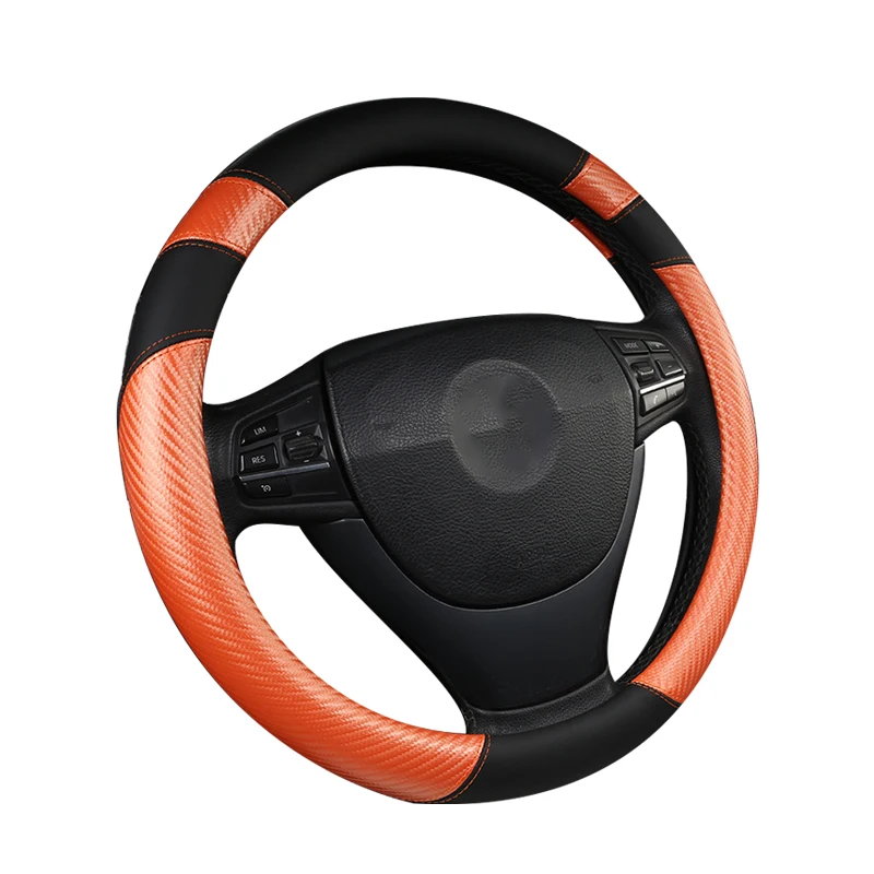 

LEDTENGJIE 37-38cm non-slip wear-resistant car steering wheel cover four seasons universal carbon fiber leather handle cover