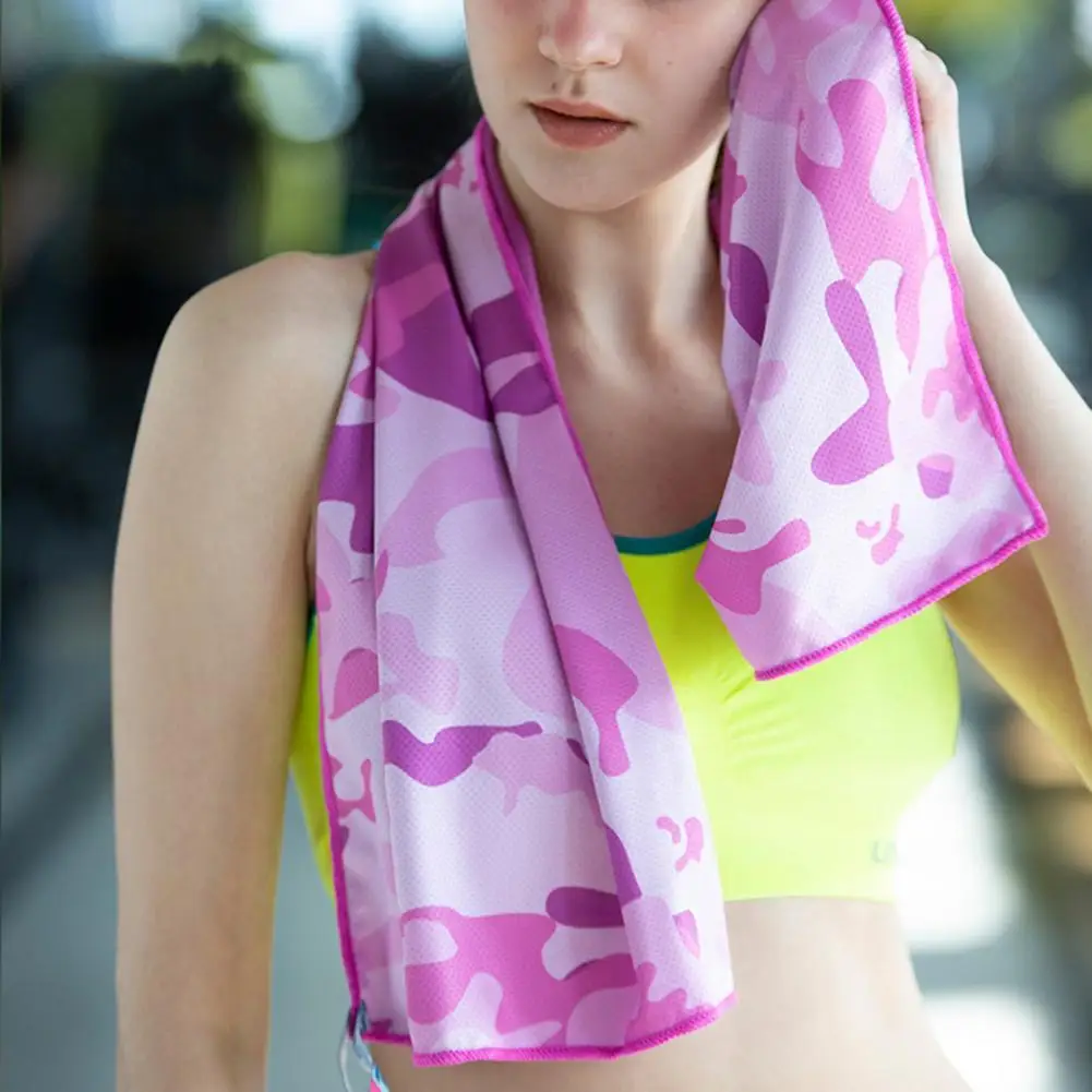 

Soft Texture Helpful Printing Sports Cold Ice Towel Microfiber Gym Towel Long Lifespan for Cycling