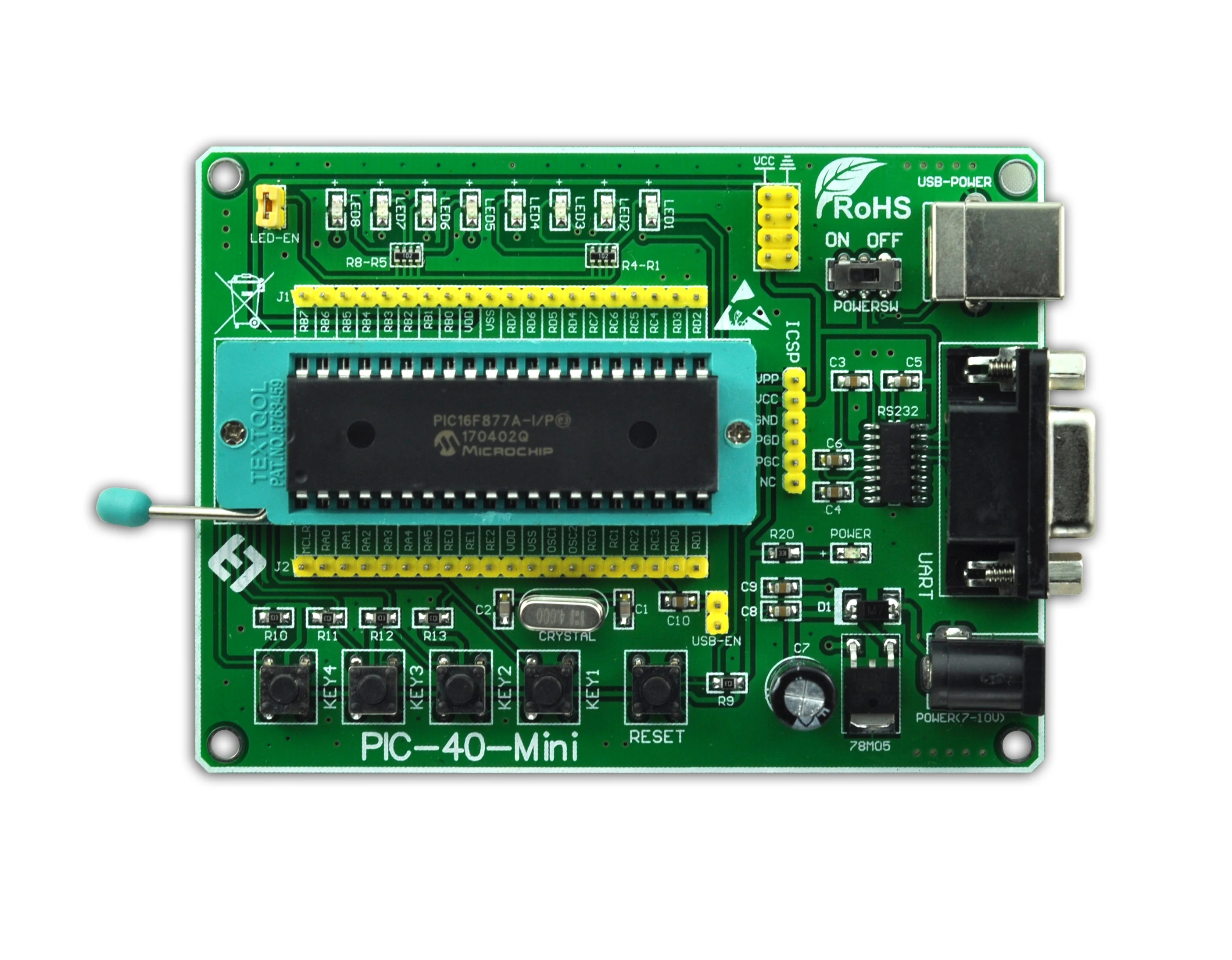 

Плата для разработки PIC, обучающая плата PIC-40-MINI с чипом pic16f273.