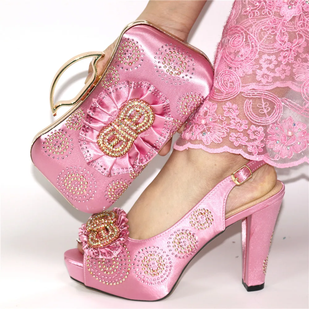 

Amazing Yellow Women High Heels Pumps Shoes And Bag Set Wedding Party Sandals With Handbag CR2106 Height 11.3CM