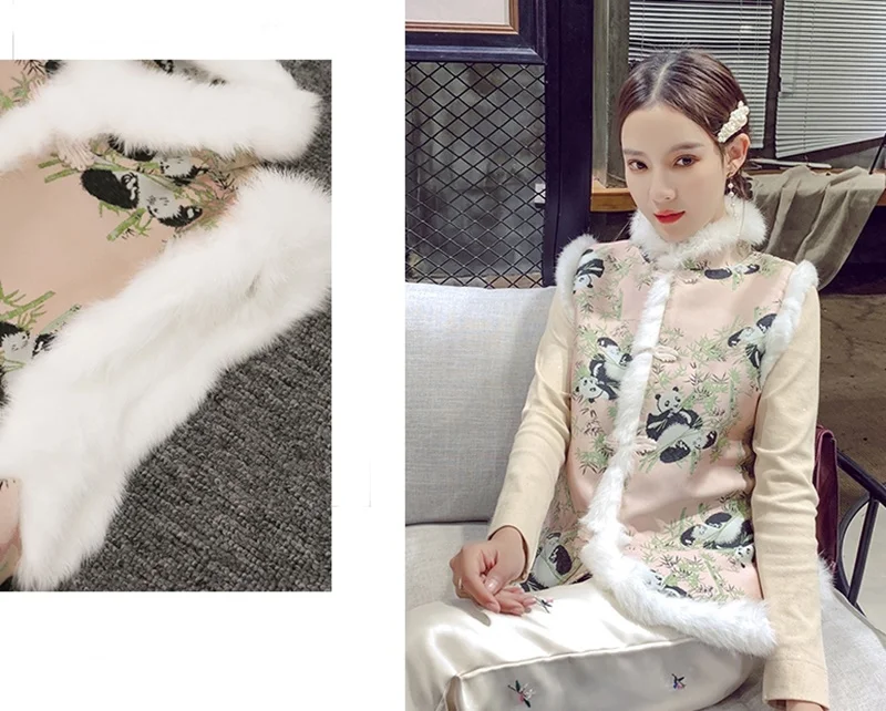Китайский стиль, зимний женский жилет, без рукавов, пальто, Qipao, жилет, свободный, в винтажном стиле, теплый, мягкий жилет, хлопок, новинка, жилет, Femme, TA2142