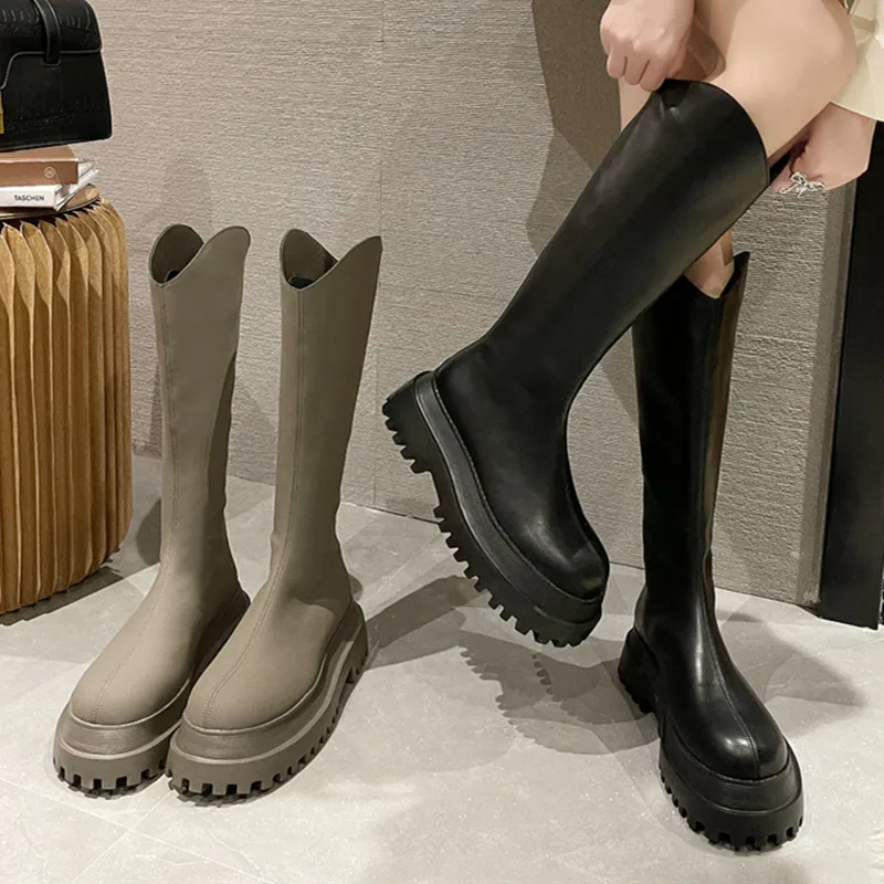 

Luxury Brand Women Shoes Woman Platform Long Boots 2021 Fashion New Thick Sole Knee High Women's Boots Trend Party Ladies Shoes