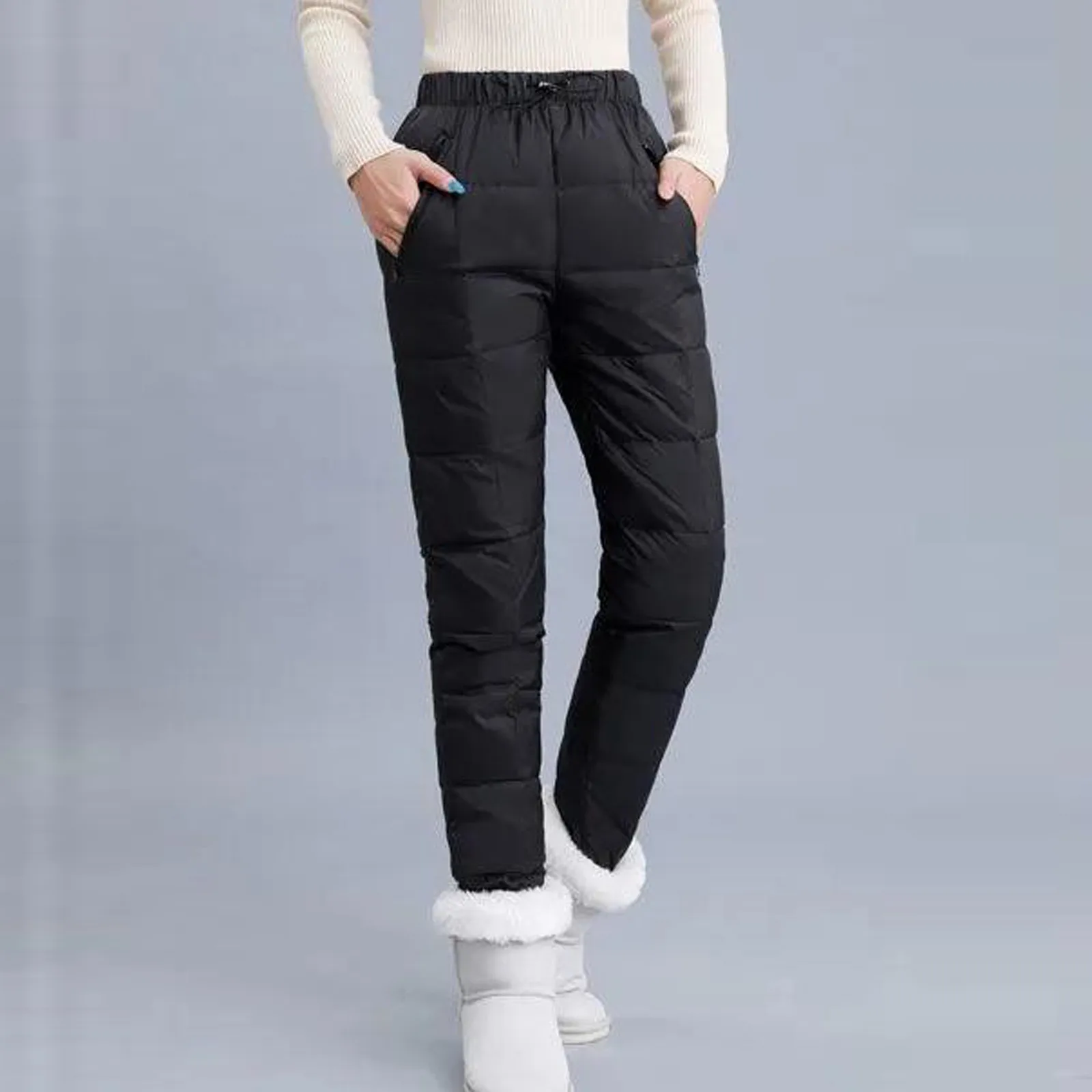 

Autumn Cotton Trousers for Women's Snow Outerwear 2021 Winter New High Waist Thick Casual Feet Harem Pants Warm Casual Pants