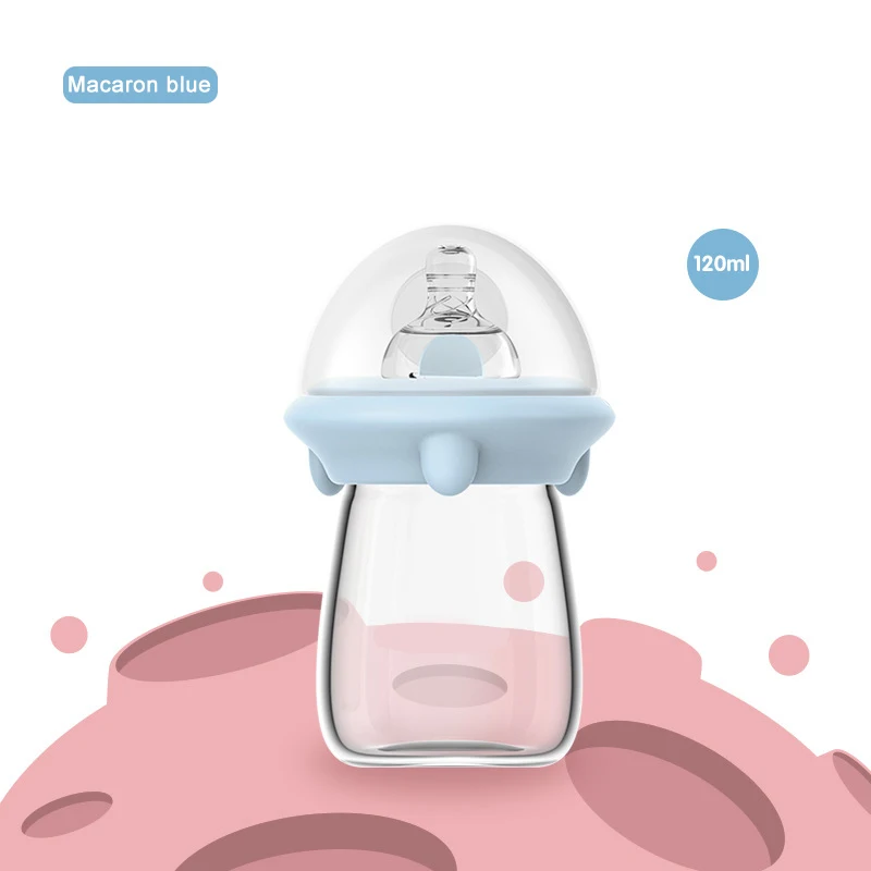 Blue 120ml s nipple IMBABY 120/300 мл бутылочка для кормления бутылочки для кормления детские бутылочки для кормления 0-12 м силиконовая соска тяжелый шар соломы - Цвет: Blue 120ml s nipple