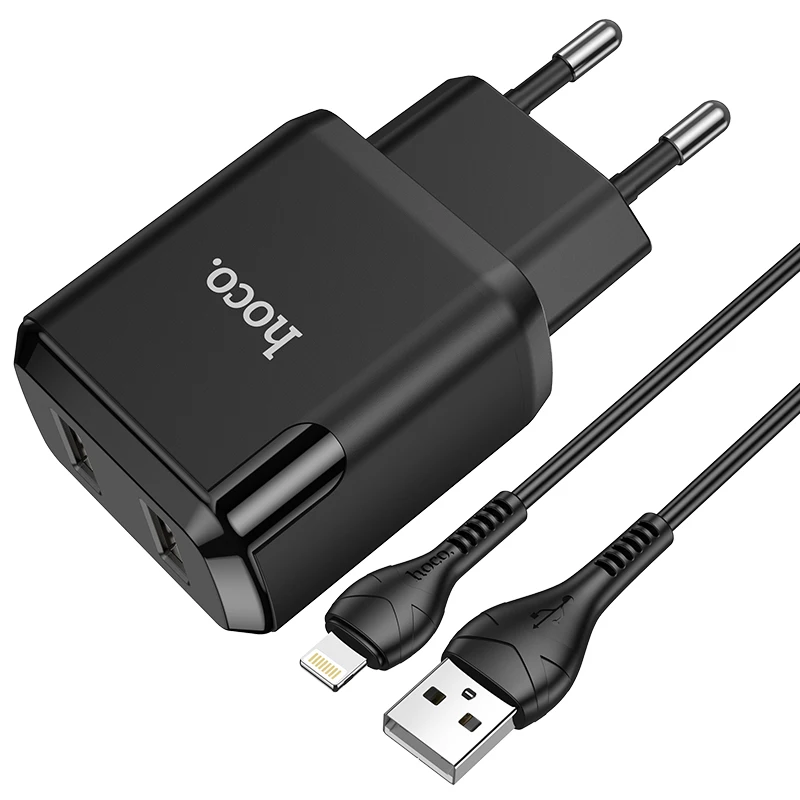 Зарядное устройство HOCO N7 12 Вт с двумя USB портами цвета: белый/ черный|Зарядные