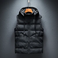 2021 new mens casual pure color versatile trend thickened coat with cotton vest functional style sleeveless shoulder man