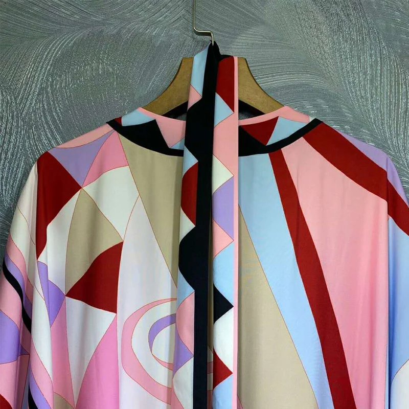 

SEQINYY Boho Long Dress 2020 Summer Spring New Fashion Design Women Runway Flare Sleeve Geometry Print Loose