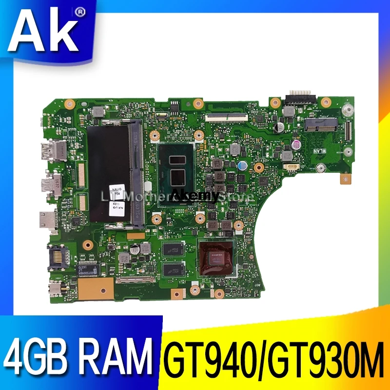 

X556UV X556UJ laptop motherboard for ASUS X556UB X556UF X556UR X556UQ X556UQK X556UV Mainboard I7-6500U GT940/GT930M 4G RAM