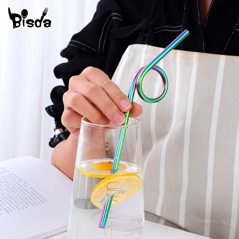 8 шт. соломинки из нержавеющей стали + 1 щетка многоразовая Питьевая соломинка