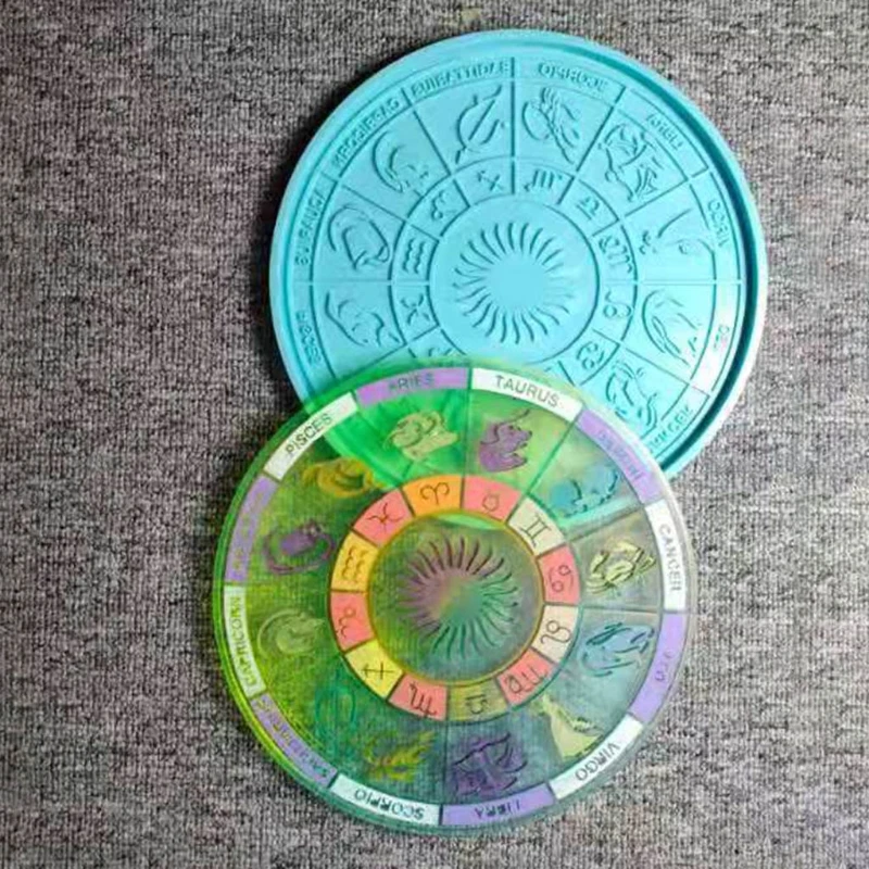 

12 Constellation Divination Tray Resin Mold Table Astrology Board Silicone Mould T5UF