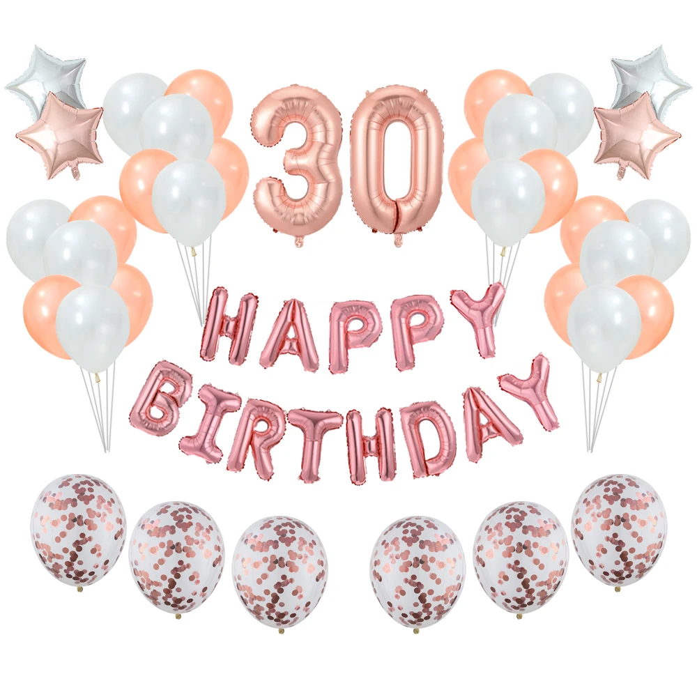 

36pcs Number Foil Balloons 1st 1 2 3 4 5 10 15 16 18 21 30 40 50 60 Year Old Happy Birthday Party Decoration Adult Kids Boy Girl