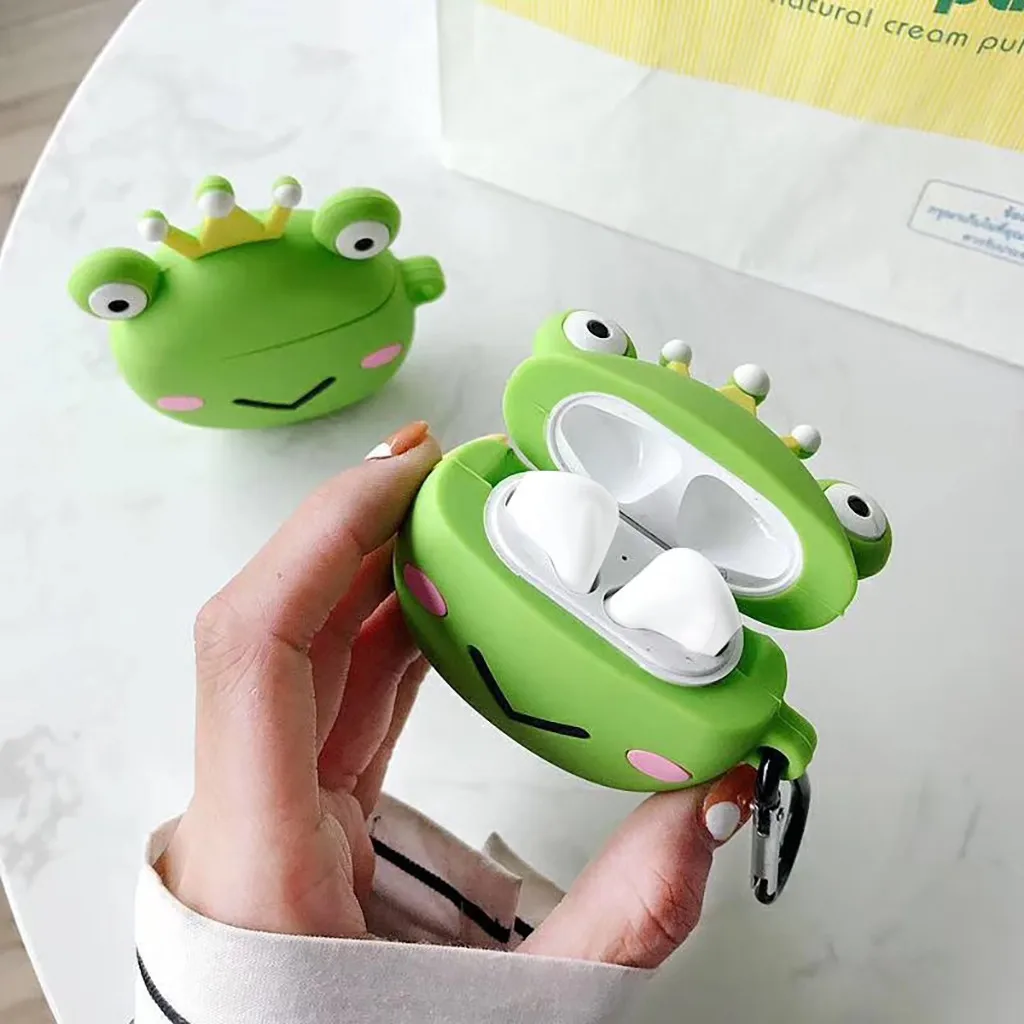 Милый Мультфильм Лягушка принц Мягкая кукла из силикона чехол для Apple Airpods 1 2