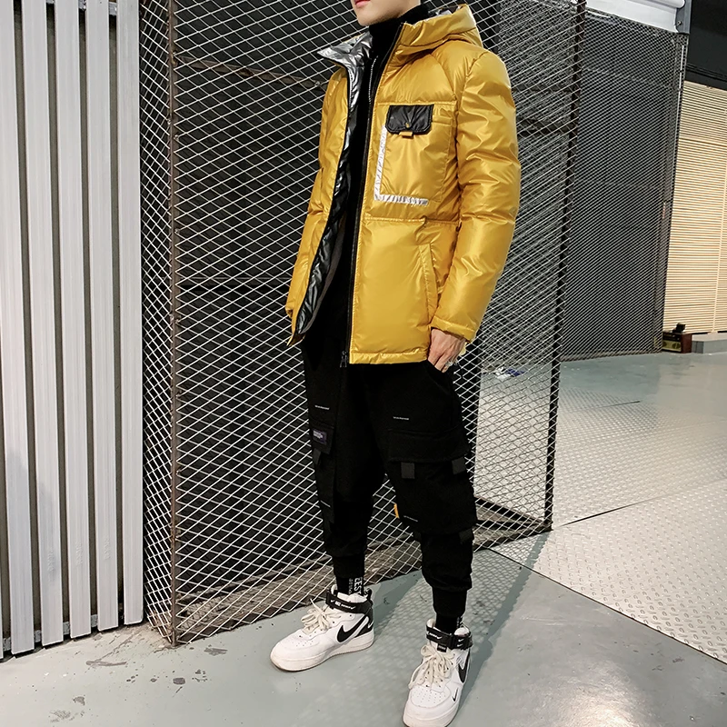 Liketkit зимнее пальто в стиле хип-хоп новинка 2019 однотонная Яркая кожаная Толстая