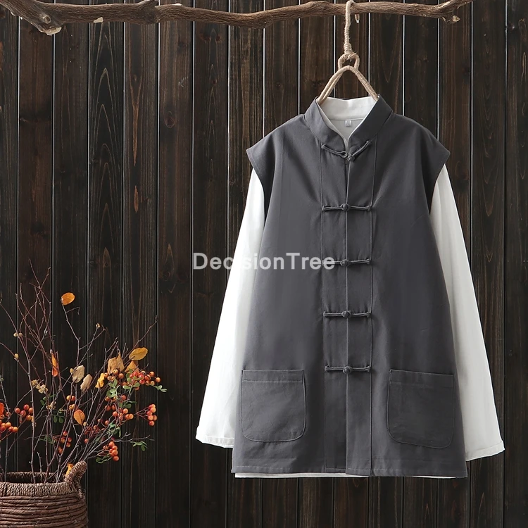 

Традиционный китайский костюм Тан из 2023 хлопка, мужская одежда кунг-фу Тай, форма, жилет, китайские футболки ханьфу, дышащий мужской жилет