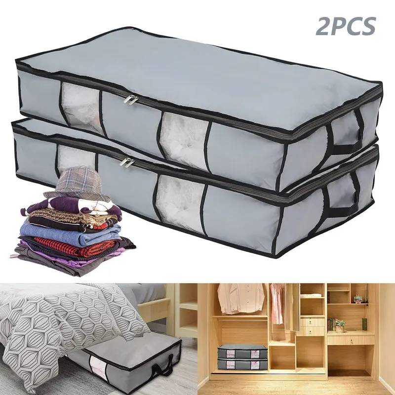 

2 шт. нетканый Underbed Шкаф для хранения Организатор Семья сэкономить пространство Органайзер под кроватью коробка для хранения в шкафу одежда...