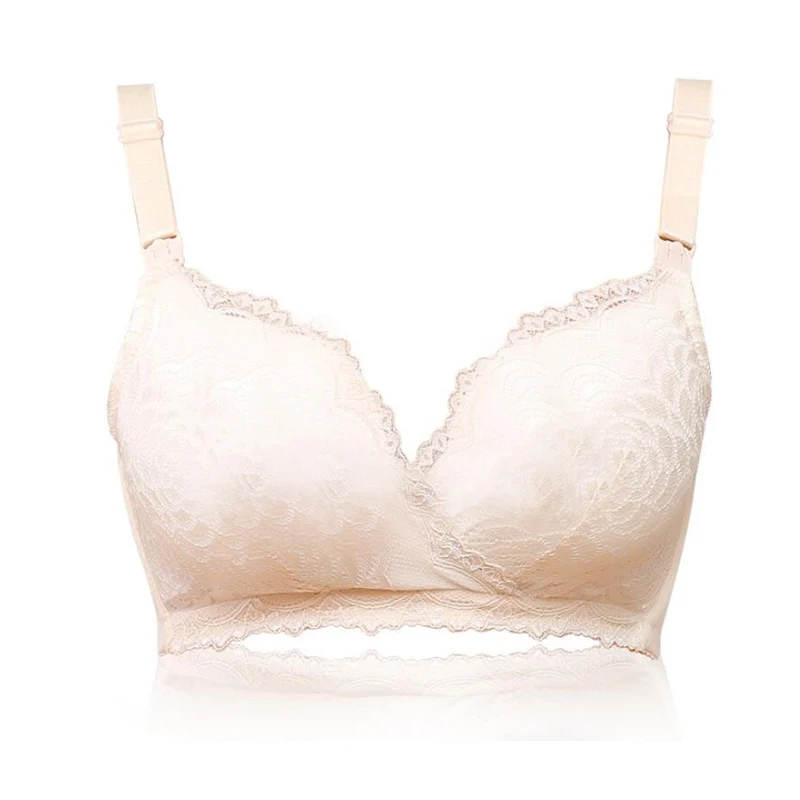 

Women Lace Maternity Cotton Gather Nursing Bra Comfortable Breathable Pregnancy Wire Free Bras 2020 New Arrive