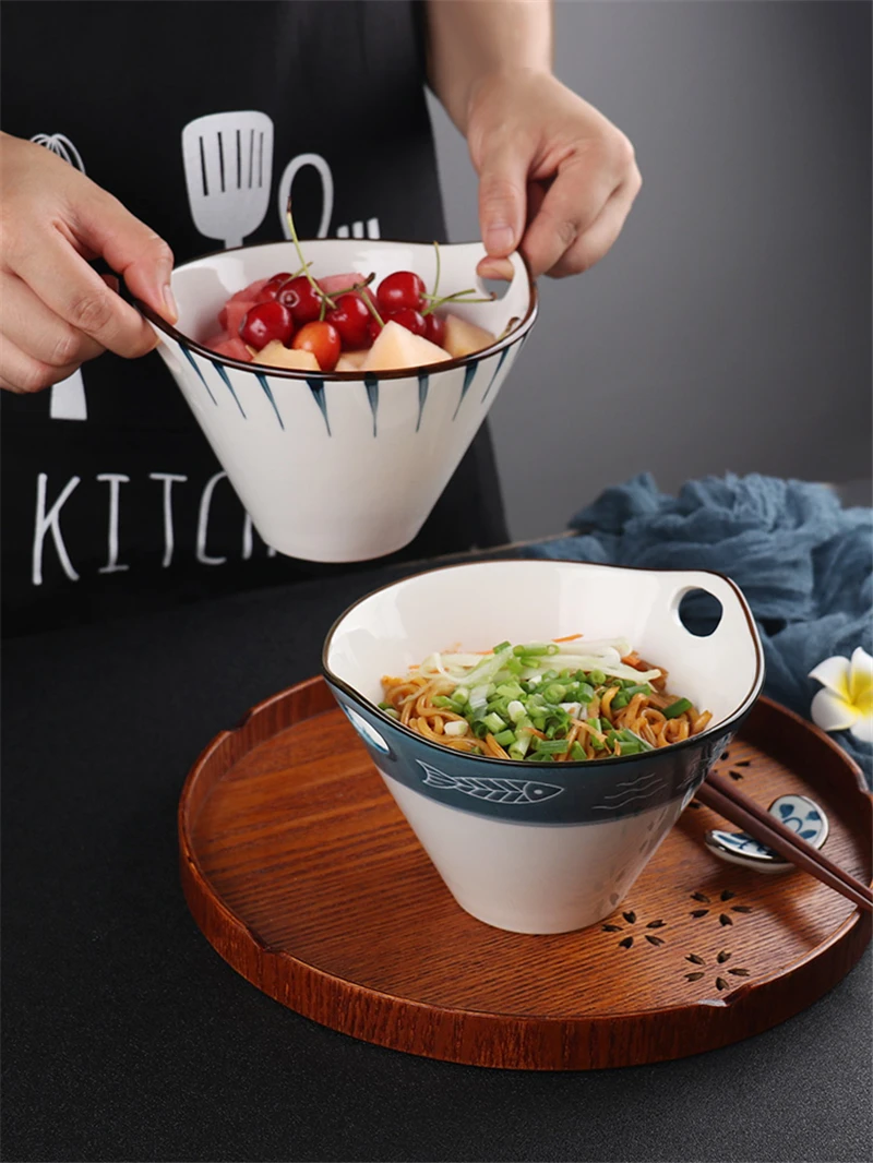 Японский стиль ручная роспись керамическая чаша миска для риса супа бытовая