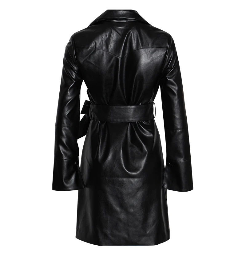 TWOTWINSTYLE кружевное платье из искусственной кожи для женщин воротник с лацканами с длинными рукавами и высокой талией платья женские осенние модные OL новые