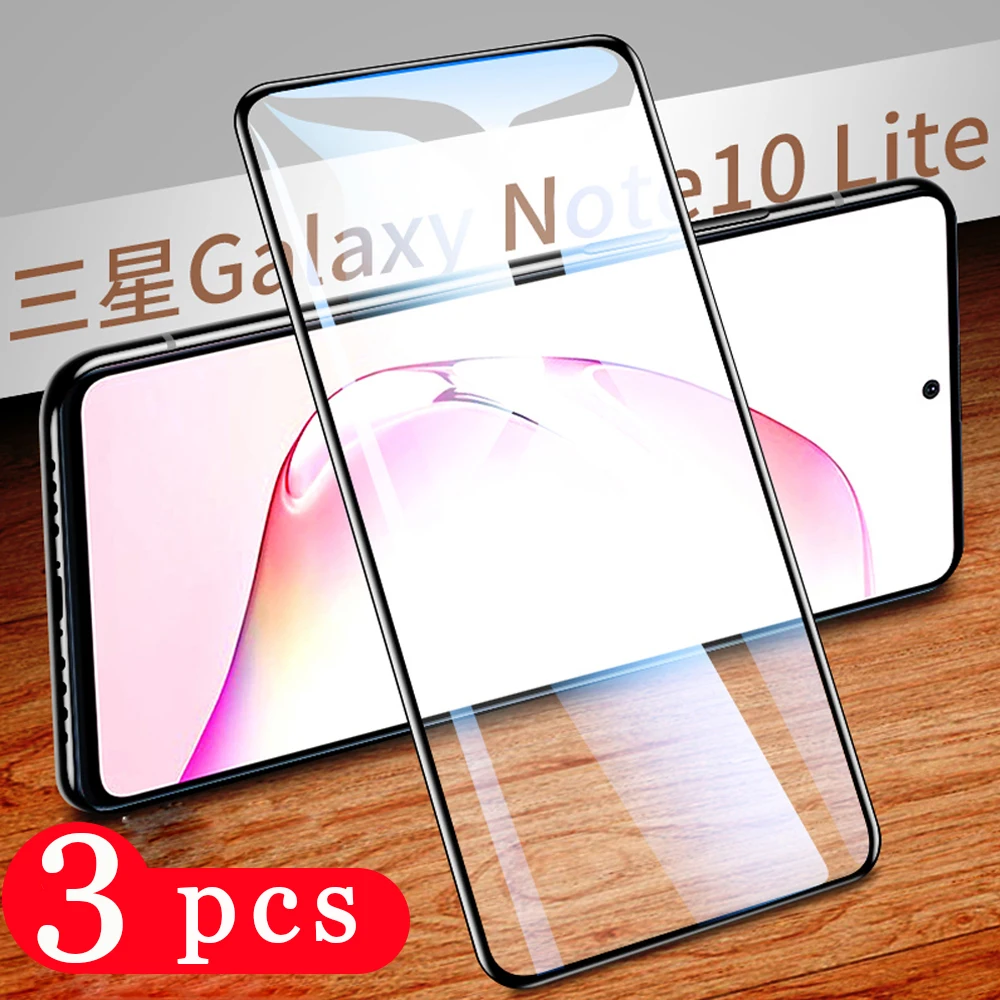 

3Pcs full cover tempered glass for samsung galaxy note 10 plus pro 10 lite 9 8 protective phone screen protector film smartphone