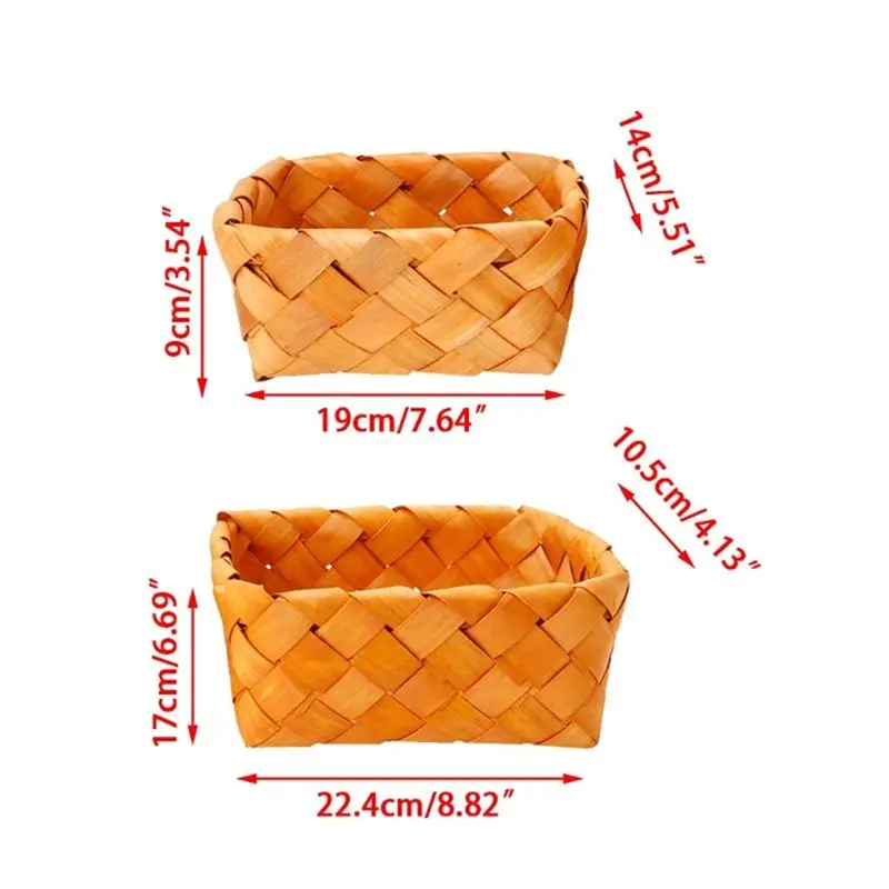 Креативная прямоугольная корзина для фруктов ручной вязки хлеба деревянная