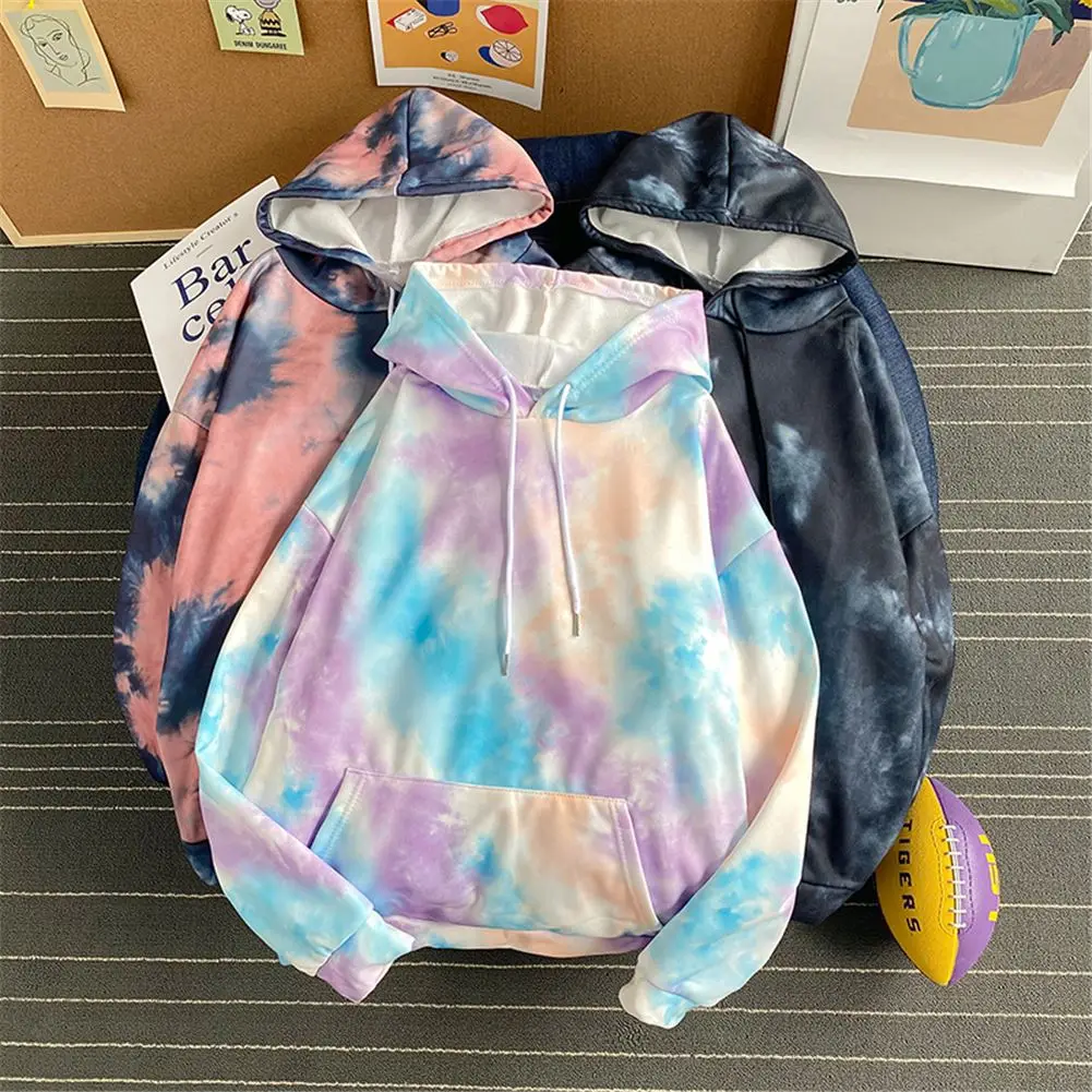 

Hip Hop Couple's Hoodies Women Men Fashion Printing Tie Dyed Casual Hooded Sweatshirt Streetwear Wild Loose Camo Hoodies