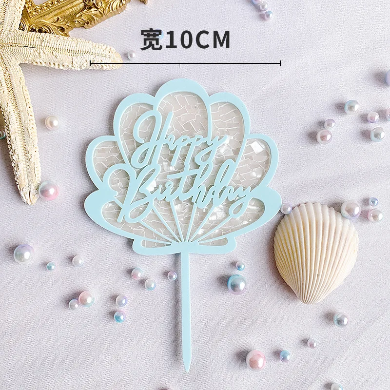 Тема океан акриловые Искусственные золотые ракушки топперы для капкейков флаги