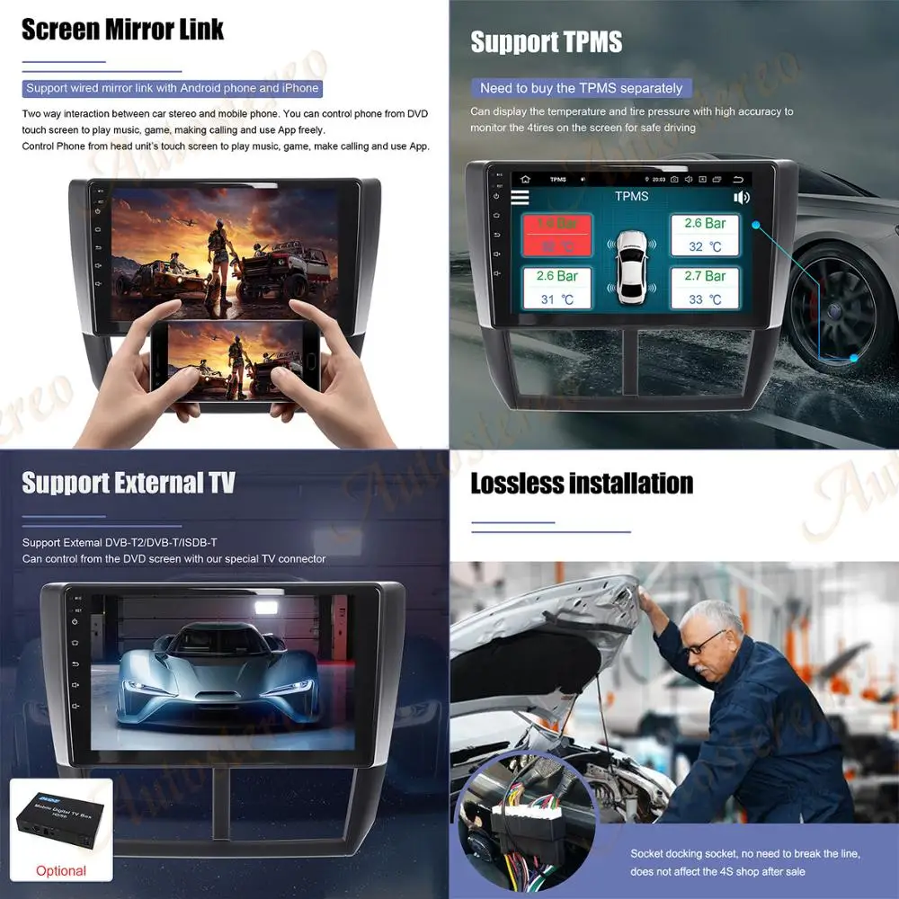 

ZWNAV Android 10 Car Radio GPS Multimedia Player Android Auto For Subaru Forester WRX 2008-2014 4G+64G QLED Navigation Head Unit