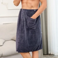 men soft bathrobes shower wrap sauna gym swimming holiday spa bath beach towel wearable bath towel with pocket new