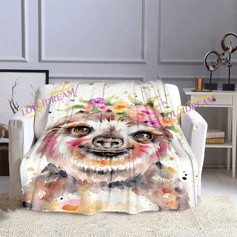 Милые Мультяшные акварельные одеяла с животными фланелевые покрывала